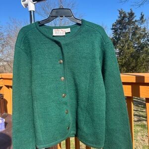 Tally Ho 100% WOOL Green Cardigan